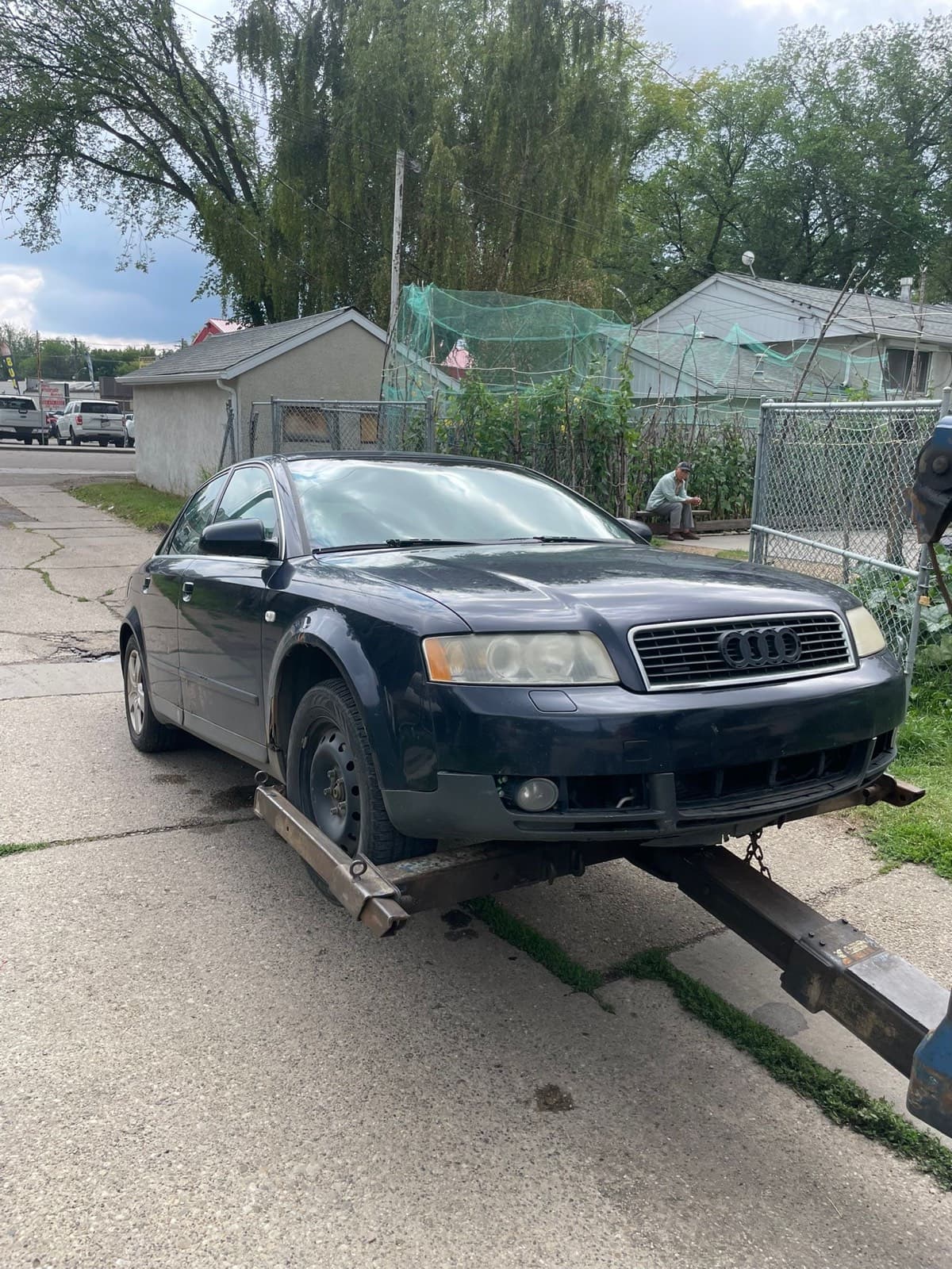 Non-running Audi A4 secured for Morinville cash for cars pickup